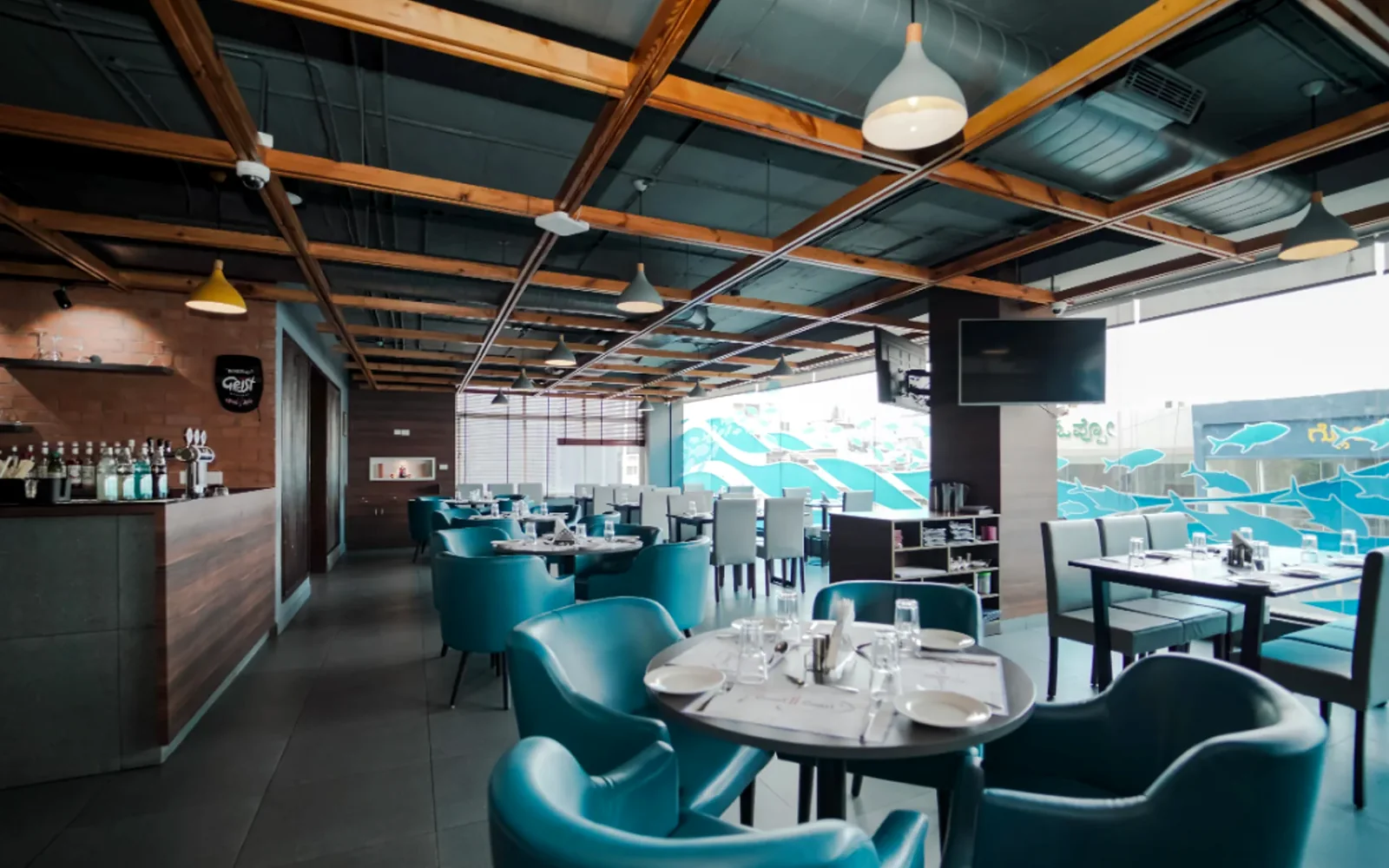The poolside dining room at Anupam's Coast to Coast